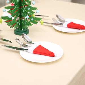 Wholesale Non-Woven <b>Christmas</b> Decorations Set Festive Ball-Shaped Hat Knife Fork Wine Bottle Decorations Bags Celebrations - Product Image 5