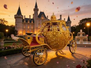Chariot de Cendrillon électrique de luxe pour événement de mariage, couleur or - Product Image 2