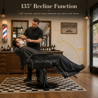 Fauteuil de Barbier Hydraulique Complet pour Hommes, Chaise de Salon Ergonomique avec Dossier et Base Chromée Pivotante à 360° °   Chaise de coiffure pivotante et inclinable