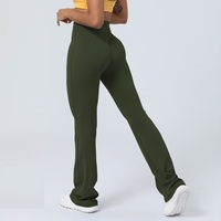 Pantalon de yoga de levage de fesses à taille haute avec logo personnalisé Leggings évasés de couleur unie à séchage rapide pour femmes de gymnastique