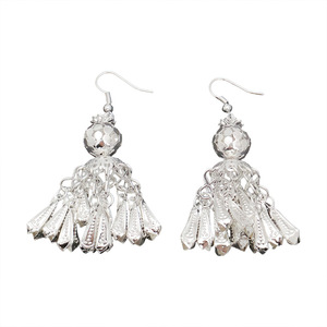 Pendientes de Plata con Borlas Miao de 6.5 cm de Largo, Color Plateado, Joyería de Estilo Étnico para Mujer - Product Image 5