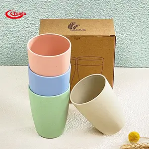 Eco-friendly Reusable Unbreakable Wheat Straw Plastic Coffee Cup Set For Kids