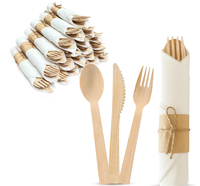 Couverts en bambou biodégradables écologiques-Ensemble de couteaux à fourchette et cuillère jetables pour les fêtes