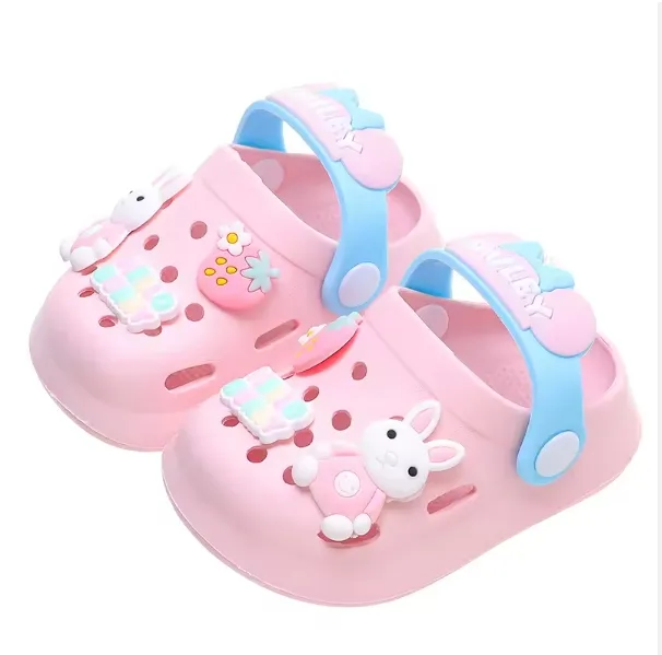 Sandálias coloridas dos desenhos animados macios das crianças coelho urso padrão sandálias bonitos chinelos para crianças