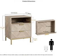 Table de chevet avec 2 tiroirs et compartiment ouvert, armoire de chevet, petite commode pour chambre à coucher et salon