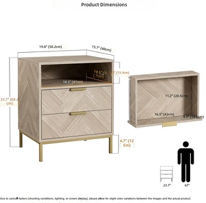 Table de chevet avec <span class=keywords><strong>2</strong></span> tiroirs et compartiment ouvert, armoire de chevet, petite commode pour chambre à coucher et salon - Product Image 5