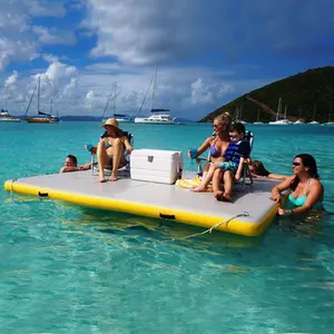 Tapete flutuante para entretenimento aquático, almofada para ilha para barcos lagos e rio