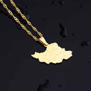 Collares de Plata y Oro PVD Antideslustre de Moda, Joyería Fina de Acero Inoxidable 316L, Collar con Mapa de Irán para Mujer - Product Image 3