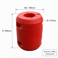 Pontón de Alta Resistencia OEM Personalizado de PE, 315 mm de Diámetro Interior, Cilíndrico Rojo de 700*900 mm, 12 Pulgadas