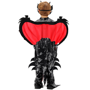 Disfraz de dragón de Halloween para niños, disfraz de cosplay, disfraz de dinosaurio rojo oscuro, traje de escenario para juego de rol, talla M - Product Image 3