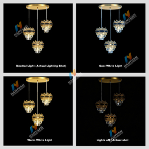 Lámpara de Araña de Cristal LED Dorada de Lujo, Moderna, Decorativa, <span class=keywords><strong>para</strong></span> <span class=keywords><strong>Comedor</strong></span> y Dormitorio - Product Image 3