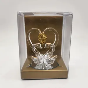 Romantik düğün sevgililer günü hediyesi için toptan Loving kristal kuğu hayvan el sanatları