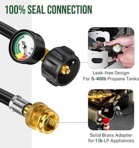 Adaptador de manguera de propano de baja presión de 6 pies, convertidor de 1lb-20lb para calentador Buddy/parrilla Weber Q/estufa <span class=keywords><strong>Coleman</strong></span>/Blackstone - Product Image 2