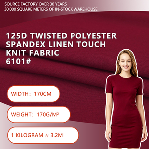 Tela de punto elástica de poliéster y spandex 125D con tacto de lino, 170 cm de ancho, 170 g/m², para vestidos, camisetas sin mangas y prendas de vestir para mujer. - Product Image 2