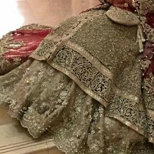 ATIYA LIBAS Elegante Lehenga Choli de red de acetato indio/pakistaní con bordado Zardozi elaborado para mujer, novedad 2019 para bodas - Product Image 5