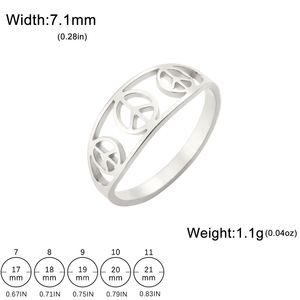 Bagues Symbole de Paix Myshape en Acier Inoxydable pour Femme, Amulette de Protection, Bijoux Anti-Guerre, Cadeaux en Gros - Product Image 6