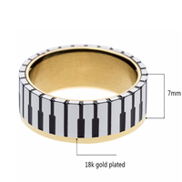 Noir et blanc Piano clé conception 316 acier inoxydable musique travailleur anneau IP placage or couleur Art anneaux pour hommes Festival cadeau