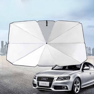 QX Hot Sale Custom Logo UV Protection Car Umbrella Sunshade Windshield Portable Folding Umbrella Business Gifts <b>Plastic</b> Silver - Product Image 2