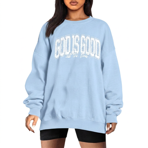 เสื้อสเวตเชิ้ตผู้หญิงสั่งทำขายส่ง ทรงโอเวอร์ไซส์ แขนยาว ไหล่ตก เนื้อผ้านุ่มสบาย แฟชั่นลำลอง สไตล์สตรีทแวร์ - Product Image 4
