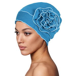 Nuevo sombrero de turbante de mujer de Color sólido, sombreros de base versátiles de flores grandes, gorras de <span class=keywords><strong>quimioterapia</strong></span> - Product Image 4