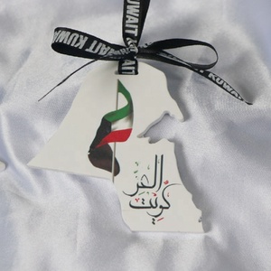 Renkli Logo baskılı asılı kuveyt haritası şekilli OEM özelleştirilmiş kokulu seramik aromalı uçucu yağ difüzör taş - Product Image 4