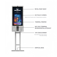 Kiosque de commande en libre-service de 32 pouces, écran tactile capacitif, terminal de paiement, kiosque de paiement automatique, kiosque de service de restaurant, SDK