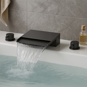 Waterfall Bathtub Faucet 6/1 Inch High Flow Dual Control Valve Ceramic Core Rectangle Showerhead For Outdoor Spa Baths - Product Image 2