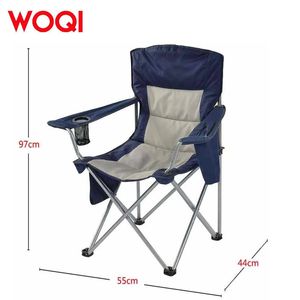 Silla Plegable para Camping Woqi, Portátil, con Marco de Aluminio, Tela Oxford Azul Marino, con Portavasos y Bolsillos Laterales - Product Image 2
