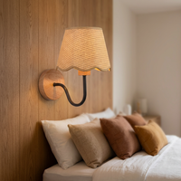 Lampe murale scandinave en bois avec abat-jour en rotin, douille E27, éclairage mural pour chambre à coucher