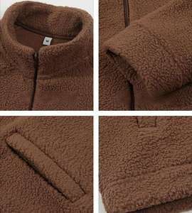 Veste polaire marron pour homme toutes saisons, col montant épaissi, polyvalente, idéale pour l'extérieur et les trajets urbains - Product Image 6