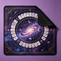 Tapis de mahjong Cosmic Galaxy, imprimé carte des constellations violet et or, antidérapant, en microfibre, pour 4 joueurs