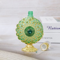 Botol Parfum Logam 30ml Arab Dubai Bermotif Sisik Ikan dan Bunga, Botol Attar Esensial Isi Ulang, Botol Frosted # 30217