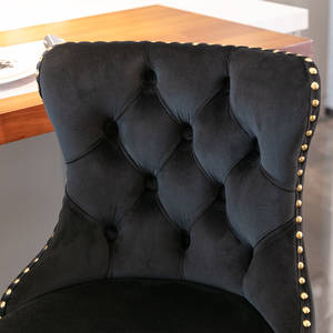 Moderne Zwarte Barkrukken Set Van 2 Comfortabele Getufte Gouden Basis Gestoffeerd Terug Voor Thuis Pub Keuken Eiland Buiten Hotel Gebruik - Product Image 3