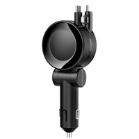 Chargeur de voiture 180W avec câble USB C rétractable Type C Lightning Adaptateur de charge rapide double pour voiture Compatibilité multi-protocoles