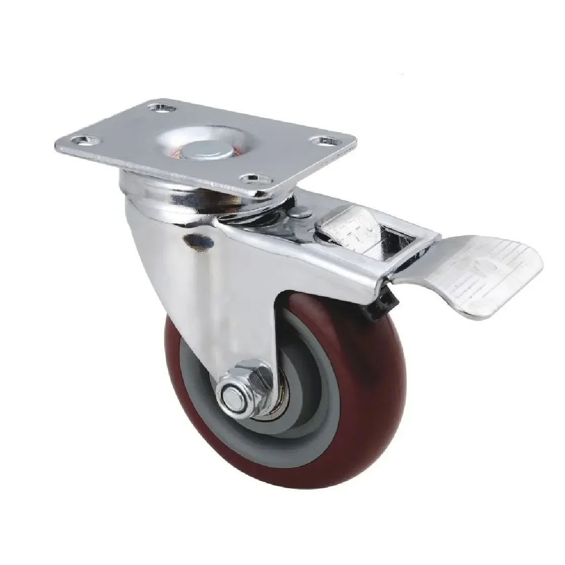 China Industry Brake Attaching Caster Pvc Pu Rubber Tpr ESD Wheels Industry Caster Wheels 3/4/5 Inch Spring Loaded Caster Wheel