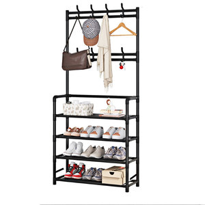 Zapatero Moderno de Estilo Minimalista con <span class=keywords><strong>Perchero</strong></span>, Diseño de Doble Fila de Ganchos, <span class=keywords><strong>Perchero</strong></span> Metálico para Colgar Ropa - Product Image 1