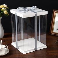 Boîte à gâteau personnalisée avec fenêtre transparente en PVC, pour anniversaire, mariage, fête, cadeau de luxe, vente en gros, boulangerie, pâtisserie, logo personnalisé