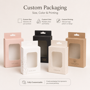 Custom Die-Cut Hanging Hole Clear View Window Foldable Paper Boxes White Cardboard <b>Display</b> Packaging Bulk Supply Custom Print - Product Image 2