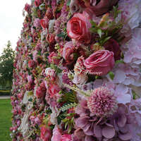 DKB Panneau Mural Floral en Soie de Haute Qualité, Mur de Fleurs Artificielles Rose 5D Sur Mesure pour Décoration de Mariage et Fond de Scène