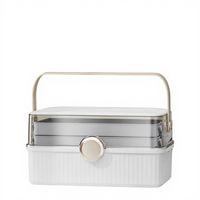 Organisateur de bureau Twist-Lock avec poignée et plateaux intérieurs pliables, organisateur multi-usages pour médicaments, cosmétiques, bijoux et petits objets