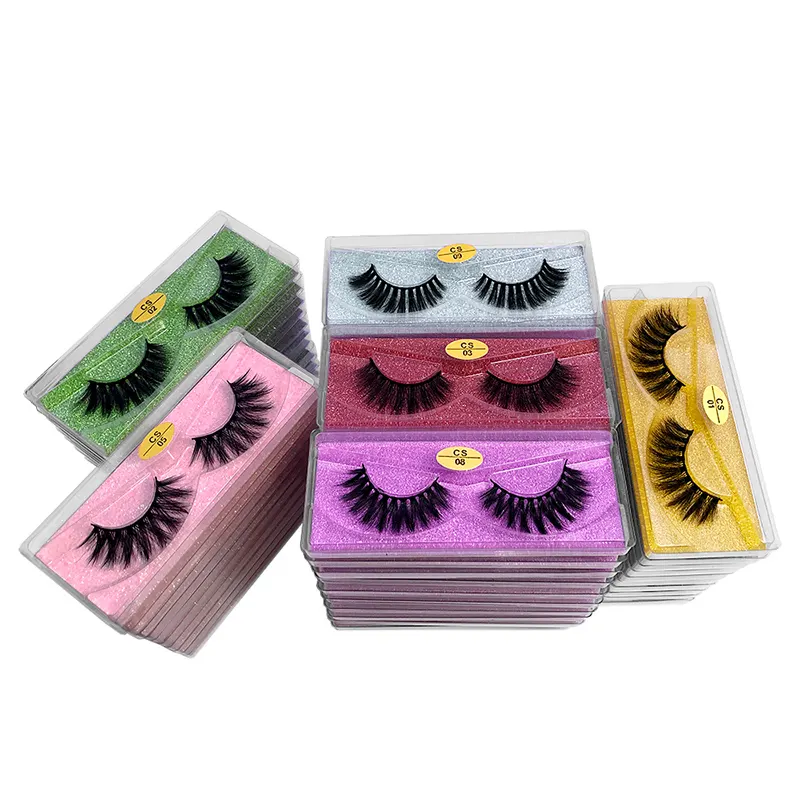 Custom Label 3d Silk False Eyelash Extensions 3d Wispy Faux Mink Silk Strip Color Lashes With Applicator