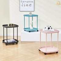 Étagère de rangement mobile à deux niveaux en acier inoxydable et plastique, multifonctionnelle, avec roulettes, style moderne minimaliste, pour chambre à coucher et salon