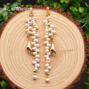 Boucles d'oreilles en perles baroques plaquées or, perles naturelles de forme unique, bijoux élégants pour femmes, pour soirée, bal, cadeau élégant - Product Image 3