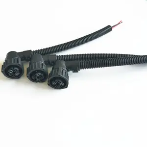 2pin Round Electrical Female Connector Wire Harness with 15cm Corrugated Pipe Wiring