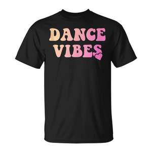 T-shirt Dance Vibes en coton noir unisexe pour adulte, taille S M L XL XXL - Product Image 1