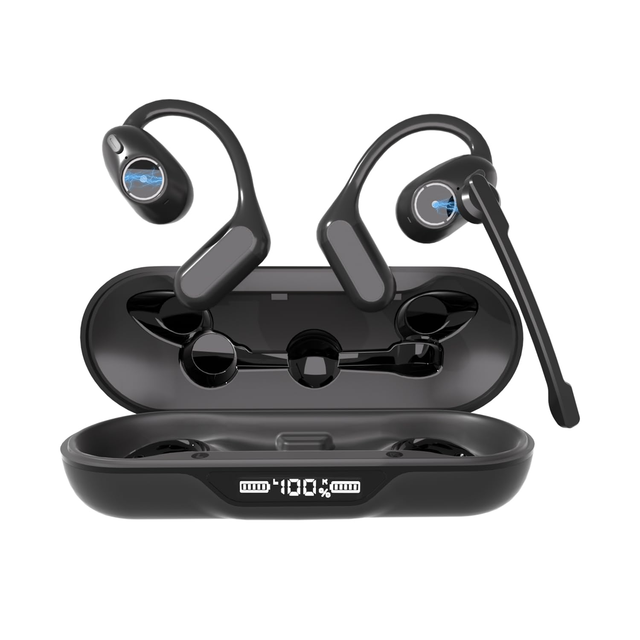 Long Stick Noise Canceling Mic Business Headset Wireless Open Ear Earphone With Magnetic Detachable Boom Microphone