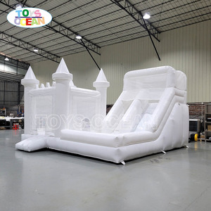 工厂定制新款商用白色城堡充气弹跳滑梯组合游乐场适合儿童派对 - Product Image 1