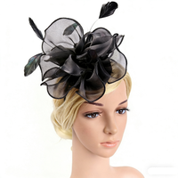 Hiasan Kepala Pesta Teh Fascinators dengan Pita dan Bulu pada Bando dan Jepit untuk Wanita