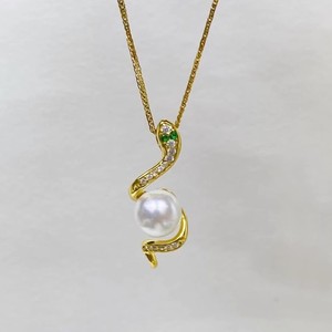 Colgante de Plata S925 con Perlas de 8-10mm, Base de Platino y Oro, Estilo Serpiente, para Collar, Accesorios de Perlas DIY 31251 - Product Image 1