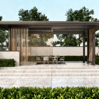 Pergola en aluminium de luxe avec écrans d'intimité, gazebo moderne imperméable pour villa, patio, jardin